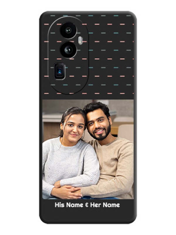 Custom Line Pattern Design with Text on Space Black Custom Soft Matte Phone Back Cover - Reno 10 Pro Plus 5G
