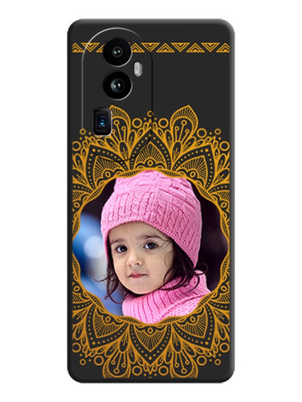 Custom Round Image with Floral Design - Photo on Space Black Soft Matte Mobile Cover - Reno 10 Pro Plus 5G