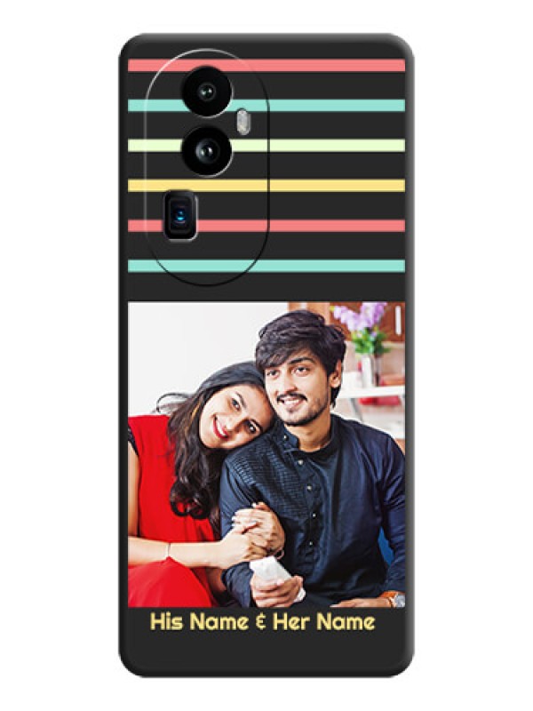 Custom Color Stripes with Photo and Text - Photo on Space Black Soft Matte Mobile Case - Reno 10 Pro Plus 5G