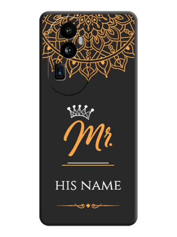 Custom Mr Name with Floral Design on Personalised Space Black Soft Matte Cases - Reno 10 Pro Plus 5G