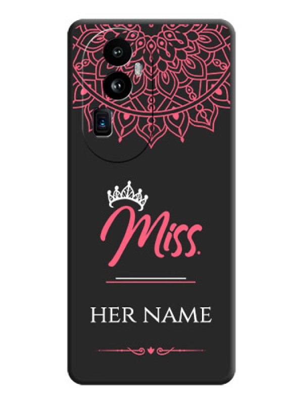Custom Mrs Name with Floral Design on Space Black Personalized Soft Matte Phone Covers - Reno 10 Pro Plus 5G