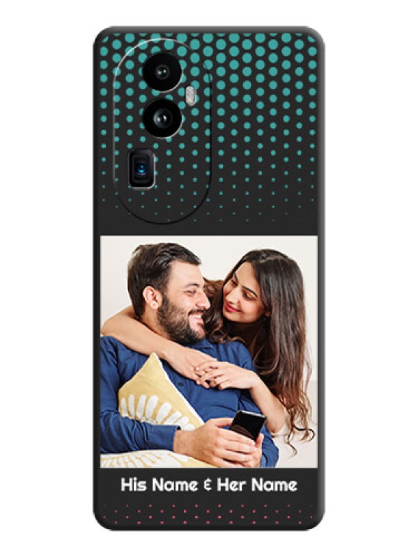 Custom Faded Dots with Grunge Photo Frame and Text on Space Black Custom Soft Matte Phone Cases - Reno 10 Pro Plus 5G