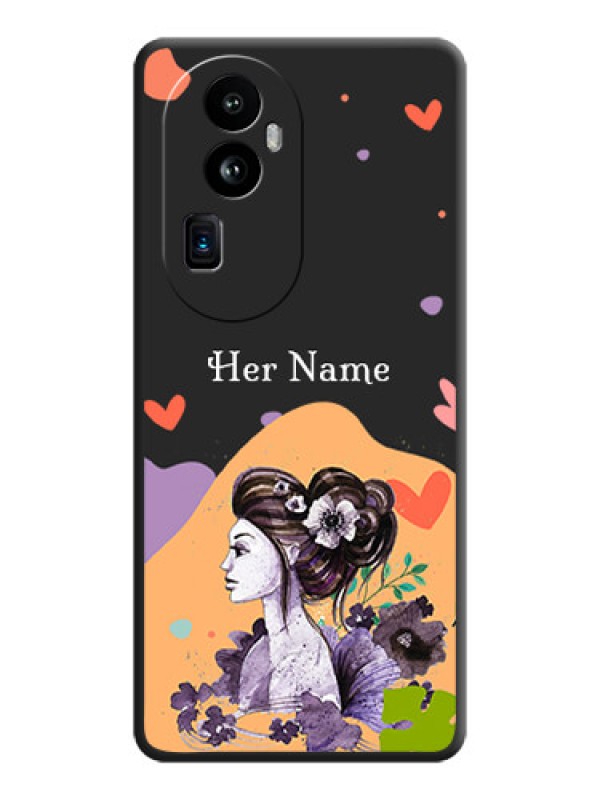 Custom Namecase For Her With Fancy Lady Image On Space Black Personalized Soft Matte Phone Covers - Reno 10 Pro Plus 5G