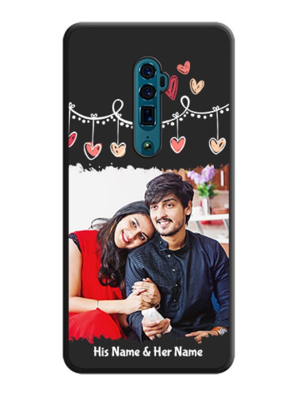 Custom Pink Love Hangings with Name on Space Black Custom Soft Matte Phone Cases - Oppo Reno 10X Zoom