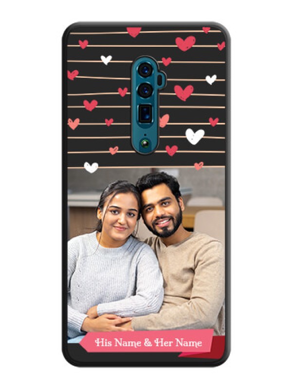 Custom Love Pattern with Name on Pink Ribbon on Photo on Space Black Soft Matte Back Cover - Oppo Reno 10X Zoom