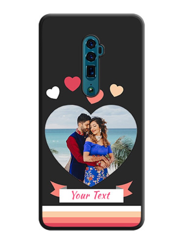Custom Love Shaped Photo with Colorful Stripes on Personalised Space Black Soft Matte Cases - Oppo Reno 10X Zoom