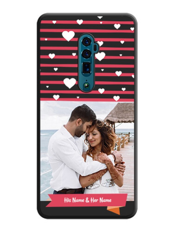Custom White Color Love Symbols with Pink Lines Pattern on Space Black Custom Soft Matte Phone Cases - Oppo Reno 10X Zoom