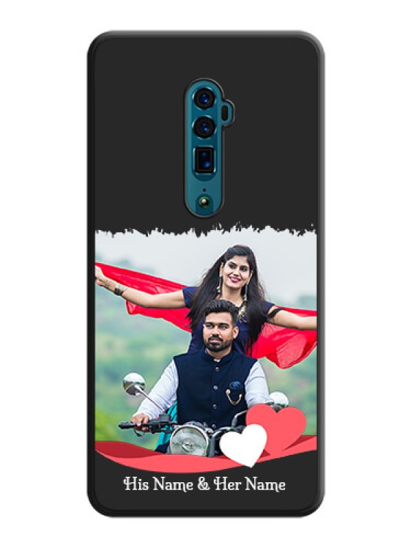 Custom Pin Color Love Shaped Ribbon Design with Text on Space Black Custom Soft Matte Phone Back Cover - Oppo Reno 10X Zoom