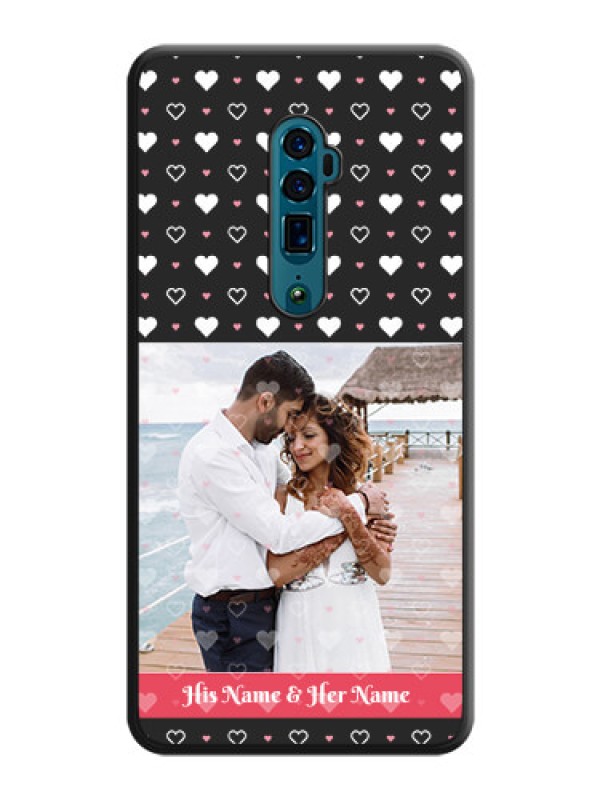 Custom White Color Love Symbols with Text Design on Photo on Space Black Soft Matte Phone Cover - Oppo Reno 10X Zoom