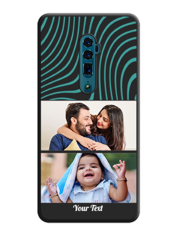 Custom Wave Pattern with 2 Image Holder on Space Black Personalized Soft Matte Phone Covers - Oppo Reno 10X Zoom