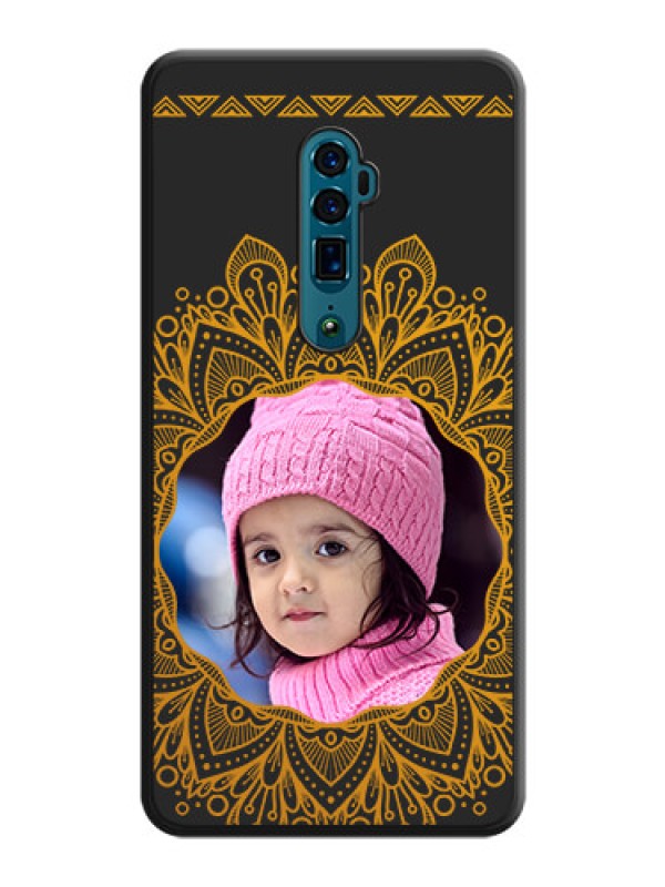 Custom Round Image with Floral Design on Photo on Space Black Soft Matte Mobile Cover - Oppo Reno 10X Zoom