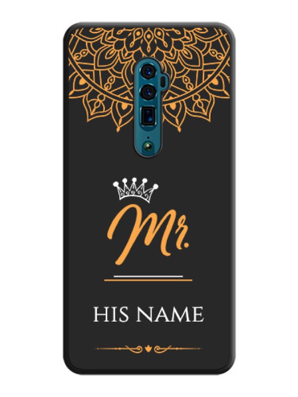 Custom Mr Name with Floral Design on Personalised Space Black Soft Matte Cases - Oppo Reno 10X Zoom