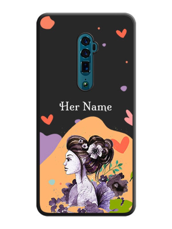 Custom Namecase For Her With Fancy Lady Image On Space Black Personalized Soft Matte Phone Covers -Oppo Reno 10X Zoom