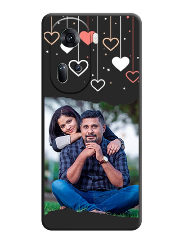 Custom Love Hangings with Splash Wave Picture on Space Black Custom Soft Matte Phone Back Cover - Reno 11 5G