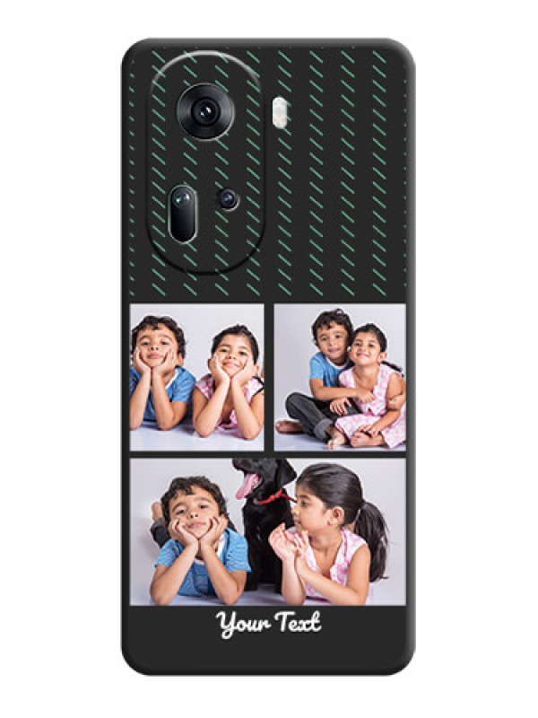 Custom Cross Dotted Pattern with 2 Image Holder on Personalised Space Black Soft Matte Cases - Reno 11 5G