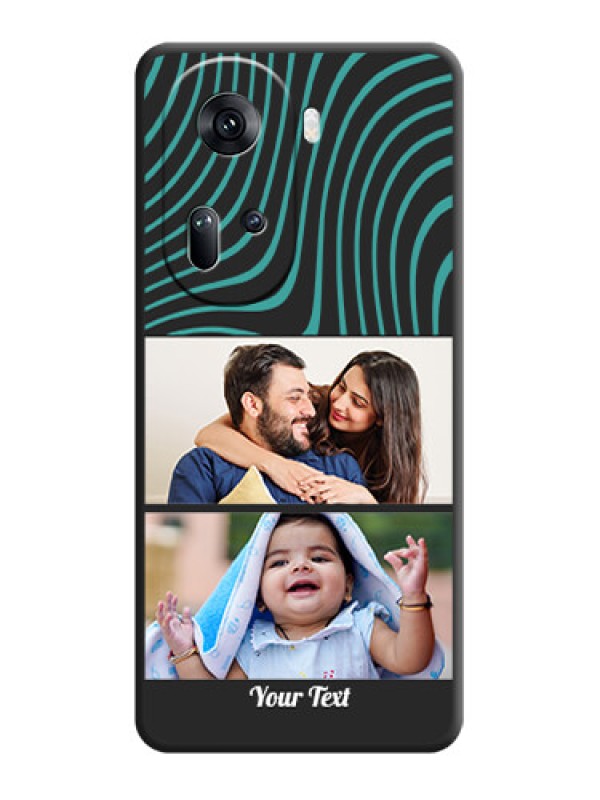 Custom Wave Pattern with 2 Image Holder on Space Black Personalized Soft Matte Phone Covers - Reno 11 5G