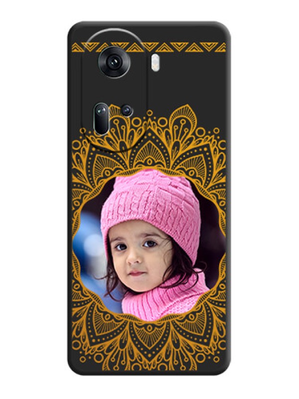 Custom Round Image with Floral Design - Photo on Space Black Soft Matte Mobile Cover - Reno 11 5G