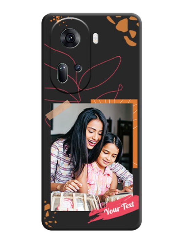 Custom Orange Photo Frame on Space Black Custom Soft Matte Phone Back Cover - Reno 11 5G