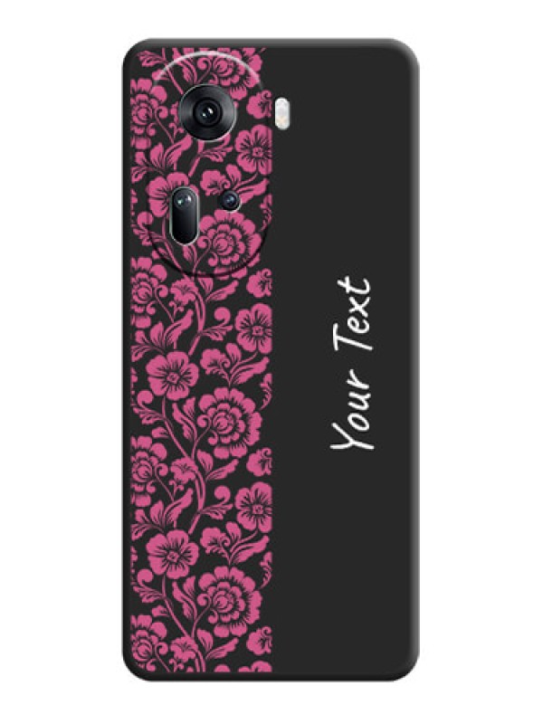 Custom Pink Floral Pattern Design With Custom Text On Space Black Personalized Soft Matte Phone Covers - Reno 11 5G