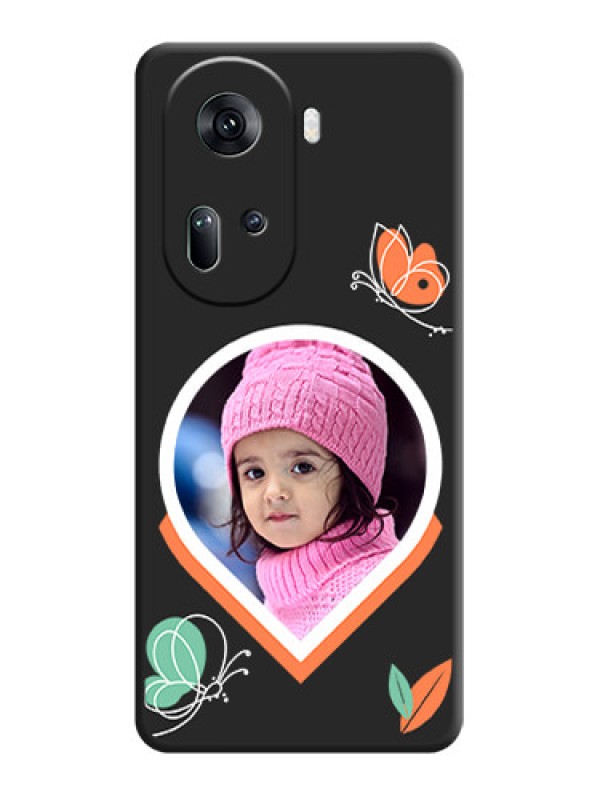 Custom Upload Pic With Simple Butterly Design On Space Black Personalized Soft Matte Phone Covers - Reno 11 5G