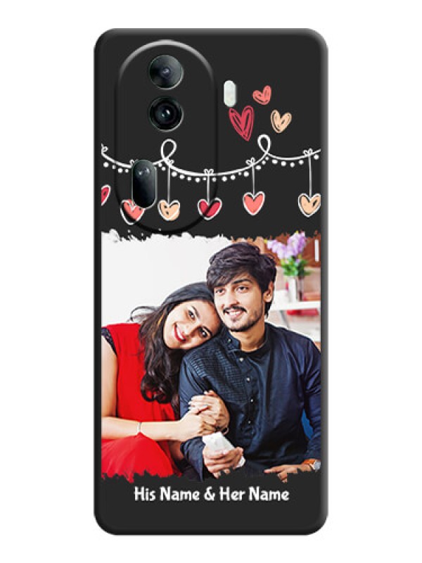 Custom Pink Love Hangings with Name on Space Black Custom Soft Matte Phone Cases - Reno 11 Pro 5G