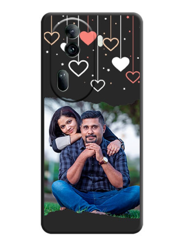 Custom Love Hangings with Splash Wave Picture on Space Black Custom Soft Matte Phone Back Cover - Reno 11 Pro 5G