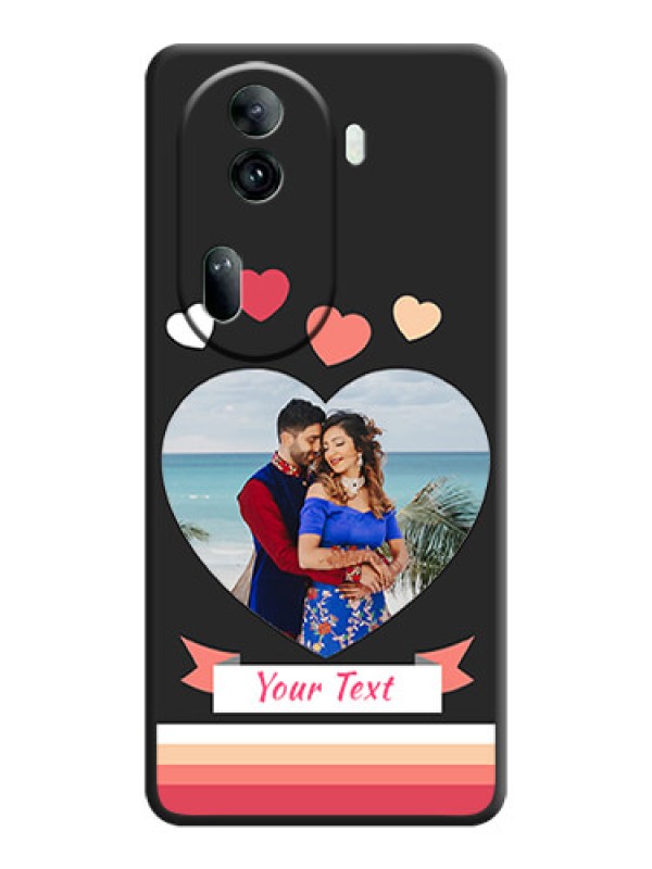 Custom Love Shaped Photo with Colorful Stripes on Personalised Space Black Soft Matte Cases - Reno 11 Pro 5G