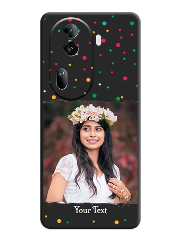 Custom Multicolor Dotted Pattern with Text on Space Black Custom Soft Matte Phone Back Cover - Reno 11 Pro 5G