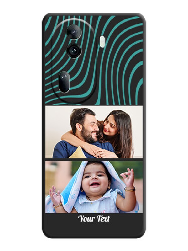 Custom Wave Pattern with 2 Image Holder on Space Black Personalized Soft Matte Phone Covers - Reno 11 Pro 5G