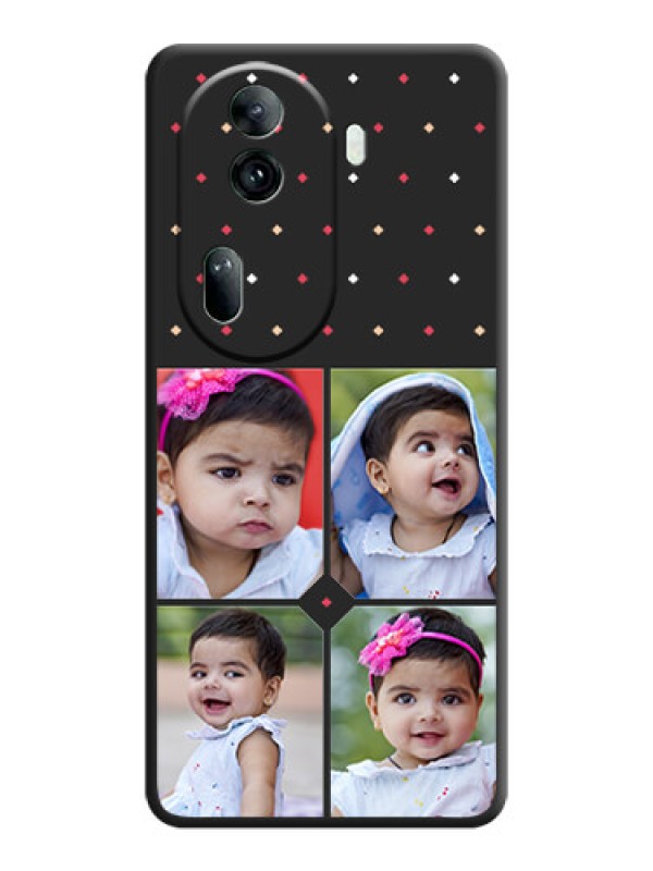 Custom Multicolor Dotted Pattern with 4 Image Holder on Space Black Custom Soft Matte Phone Cases - Reno 11 Pro 5G