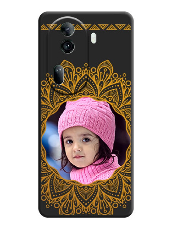Custom Round Image with Floral Design - Photo on Space Black Soft Matte Mobile Cover - Reno 11 Pro 5G