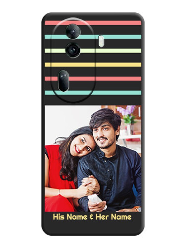 Custom Color Stripes with Photo and Text - Photo on Space Black Soft Matte Mobile Case - Reno 11 Pro 5G