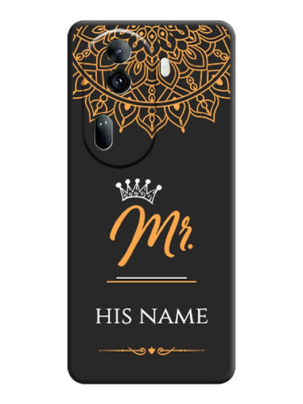 Custom Mr Name with Floral Design on Personalised Space Black Soft Matte Cases - Reno 11 Pro 5G