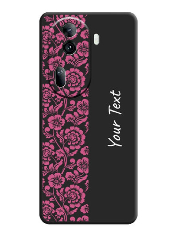 Custom Pink Floral Pattern Design With Custom Text On Space Black Personalized Soft Matte Phone Covers - Reno 11 Pro 5G
