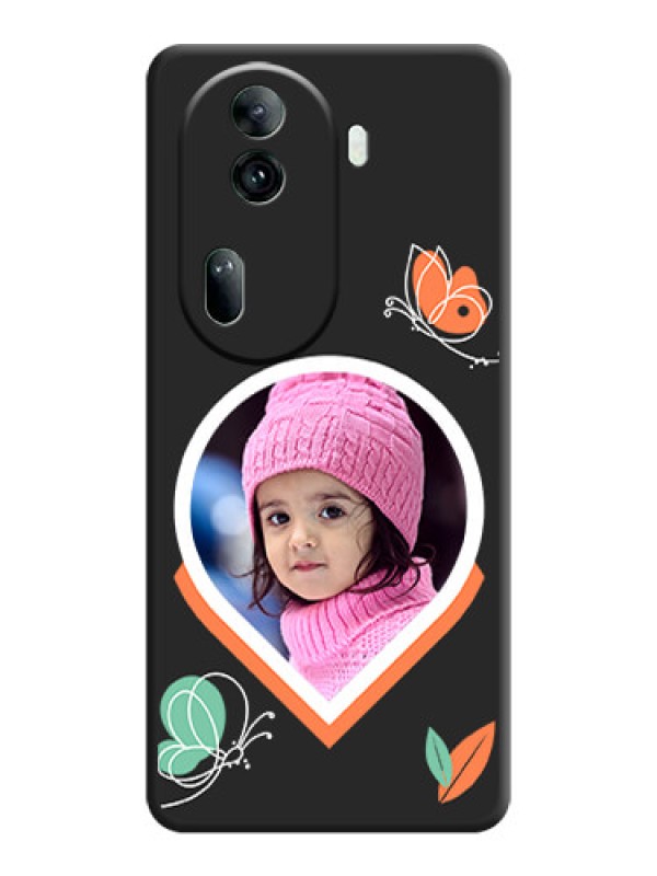 Custom Upload Pic With Simple Butterly Design On Space Black Personalized Soft Matte Phone Covers - Reno 11 Pro 5G