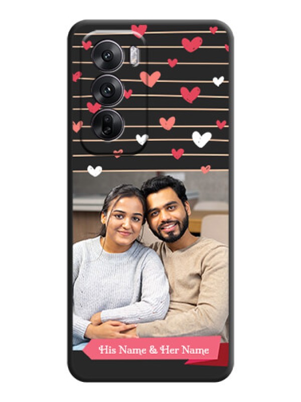 Custom Love Pattern with Name on Pink Ribbon on Photo On Space Black Custom Soft Matte Mobile Back Cover - Oppo Reno 12 5G