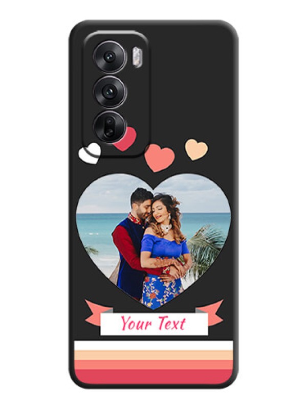 Custom Love Shaped Photo with Colorful Stripes On Space Black Custom Soft Matte Mobile Back Cover - Oppo Reno 12 5G