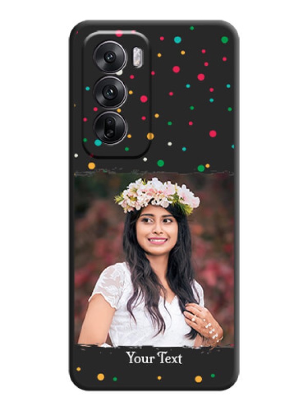 Custom Multicolor Dotted Pattern with Text On Space Black Custom Soft Matte Mobile Back Cover - Oppo Reno 12 5G