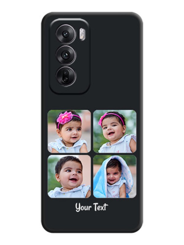 Custom Floral Art with 6 Image Holder on Photo On Space Black Custom Soft Matte Mobile Back Cover - Oppo Reno 12 5G