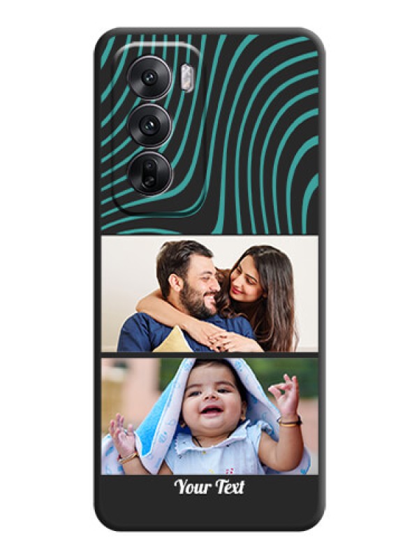 Custom Wave Pattern with 2 Image Holder On Space Black Custom Soft Matte Mobile Back Cover - Oppo Reno 12 5G