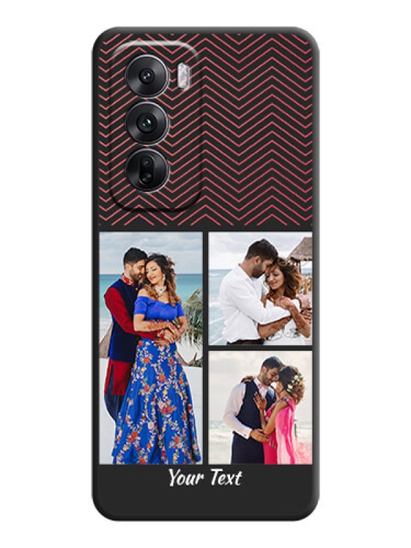 Custom Wave Pattern with 3 Image Holder On Space Black Custom Soft Matte Mobile Back Cover - Oppo Reno 12 5G