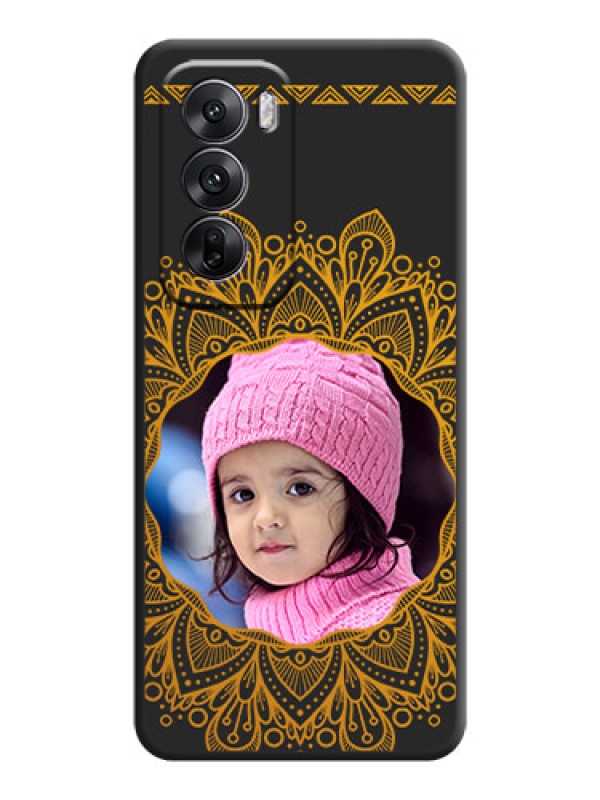 Custom Round Image with Floral Design On Space Black Custom Soft Matte Mobile Back Cover - Oppo Reno 12 5G