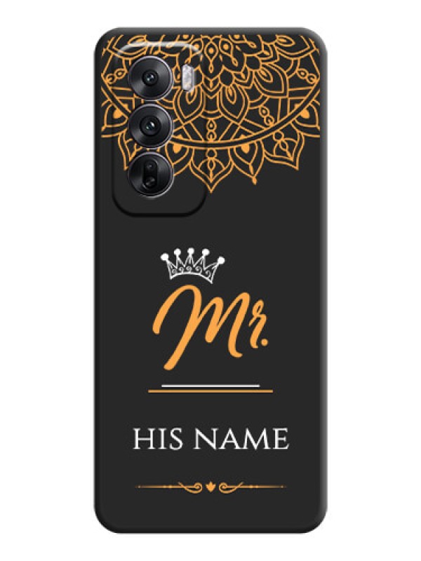 Custom Mr Name with Floral Design On Space Black Custom Soft Matte Mobile Back Cover - Oppo Reno 12 5G