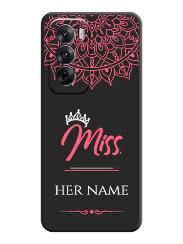 Custom Mrs Name with Floral Design On Space Black Custom Soft Matte Mobile Back Cover - Oppo Reno 12 5G