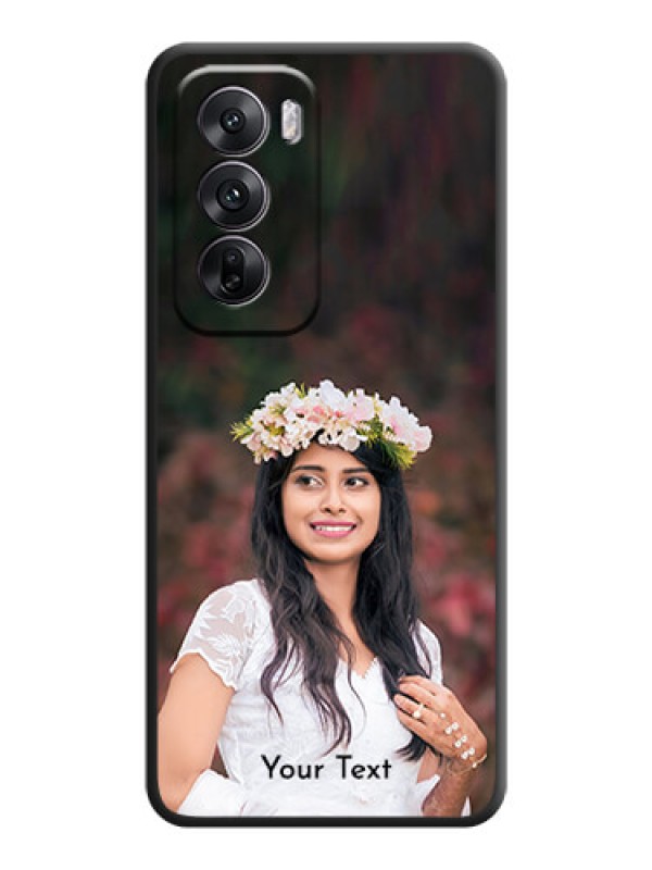 Custom Full Single Pic Upload With Text On Space Black Custom Soft Matte Mobile Back Cover - Oppo Reno 12 5G