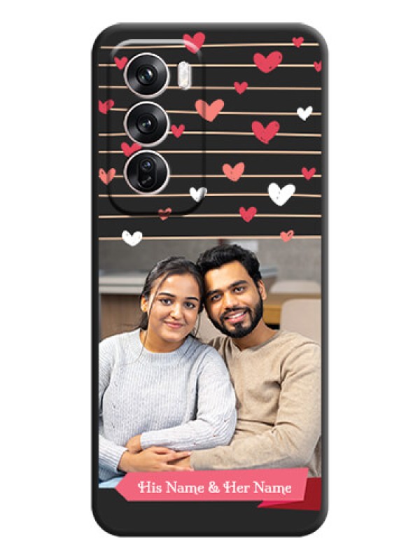 Custom Love Pattern with Name on Pink Ribbon on Photo On Space Black Custom Soft Matte Mobile Back Cover - Oppo Reno 12 Pro 5G