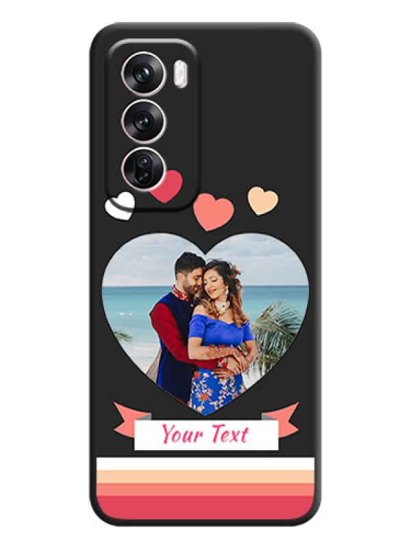 Custom Love Shaped Photo with Colorful Stripes On Space Black Custom Soft Matte Mobile Back Cover - Oppo Reno 12 Pro 5G