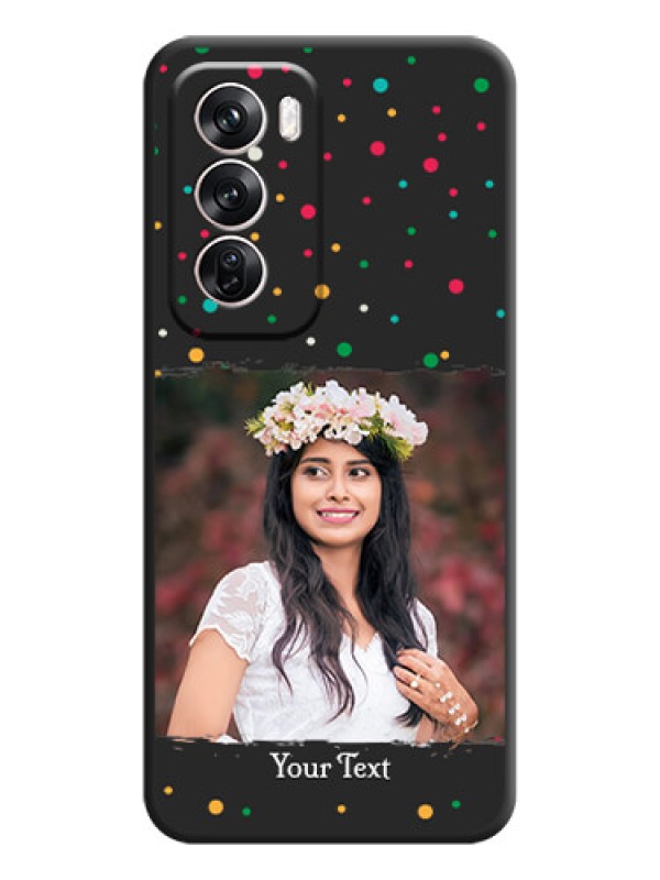 Custom Multicolor Dotted Pattern with Text On Space Black Custom Soft Matte Mobile Back Cover - Oppo Reno 12 Pro 5G