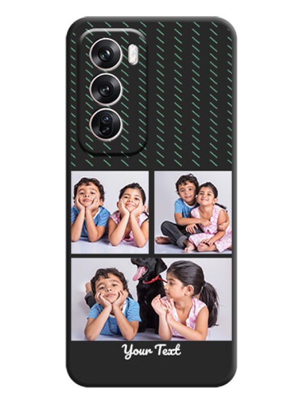 Custom Cross Dotted Pattern with 2 Image Holder On Space Black Custom Soft Matte Mobile Back Cover - Oppo Reno 12 Pro 5G