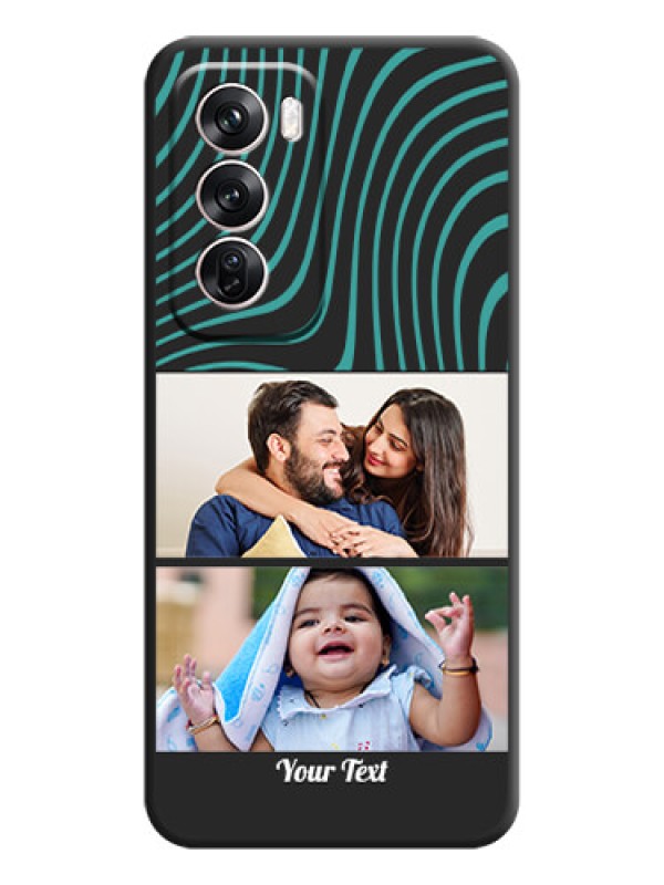 Custom Wave Pattern with 2 Image Holder On Space Black Custom Soft Matte Mobile Back Cover - Oppo Reno 12 Pro 5G